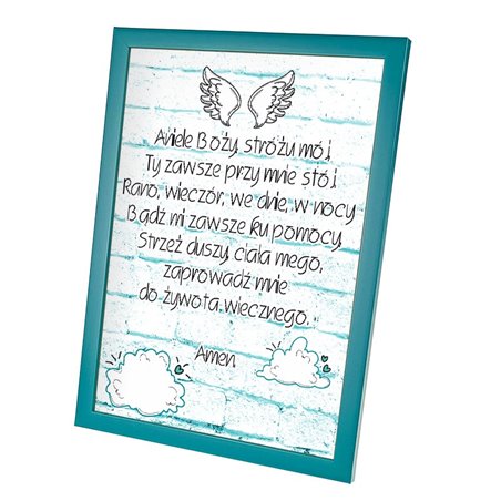 Ramka z modlitwą "Aniele Boży" z okazji Chrztu Świętego - wzór 1.