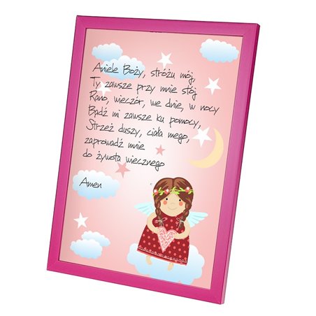 Ramka z modlitwą "Aniele Boży" z okazji Chrztu Świętego-wzór 3.