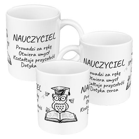 Kubek 330 ml kolorowy dla nauczyciela z sentencją.