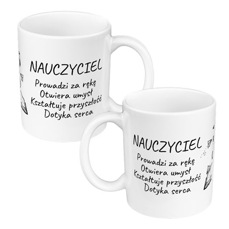 Kubek 330 ml kolorowy dla nauczyciela z sentencją.