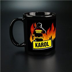 Czarny kubek 330 ml dla strażaka. 2