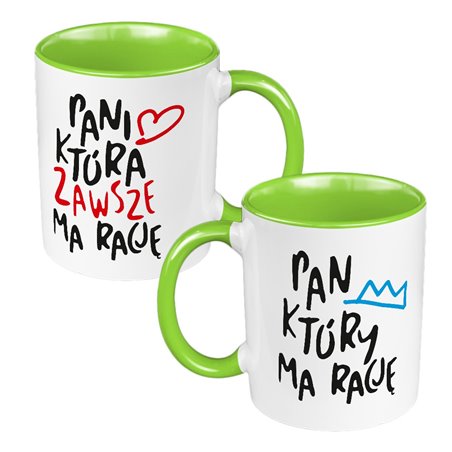 Zestaw Kubków 330 ml białe dla pary "Pan i Pani zawsze mają rację".