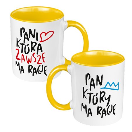 Zestaw Kubków 330 ml białe dla pary "Pan i Pani zawsze mają rację".