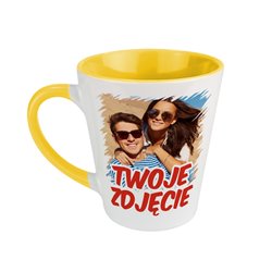 Żółty fotoKubek latte ze zdjęciem, grafiką lub tekstem Klienta.