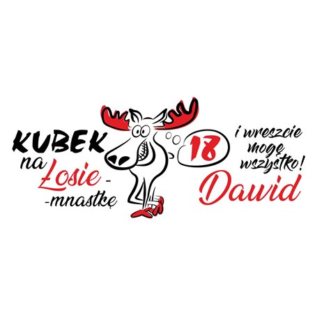 Kufel na piwo z nadrukiem na 18 "Łosiemnastka"- biały.