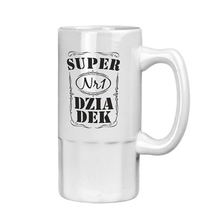 Super kufel na piwo z nadrukiem dla dziadka "Super Dziadek nr. 1".