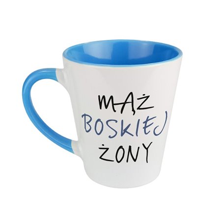Kubek latte dla Pana Młodego na ślub "Mąż boskiej żony" - różne kolory.