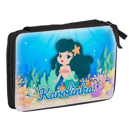 Duży piórnik dwukomorowy dla pierwszoklasisty - Mała Syrenka - zmień imię.