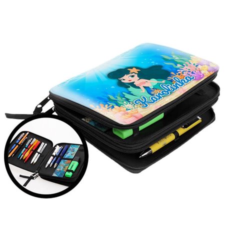 Duży piórnik dwukomorowy dla pierwszoklasisty - Mała Syrenka - zmień imię.