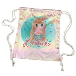 Worko-plecak holograficzny różowy z imieniem- Syrenka.