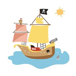 "Statek piracki" - naklejka dekoracyjna do pokoju dziecięcego.