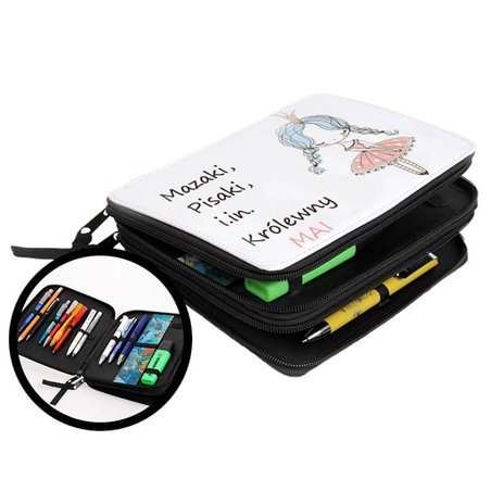 Duży piórnik dwukomorowy dla pierwszoklasisty - Królewna - zmień imię.