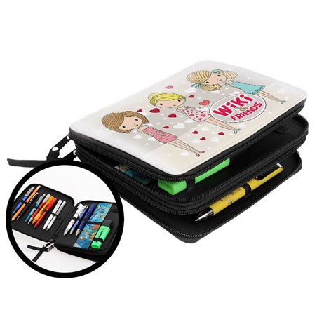 Duży piórnik dwukomorowy dla pierwszoklasisty - Lalki - zmień imię.