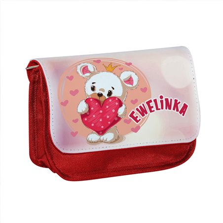 Piórnik personalizowany z imieniem dziecka z grafiką "Miś".