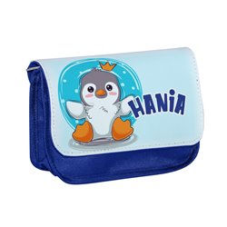 Piórnik personalizowany z imieniem dziecka z grafiką "Pingwinek".