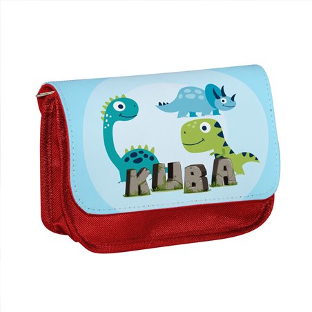 Piórnik personalizowany z imieniem dziecka z grafiką "Dinozaury"-różne wzory.