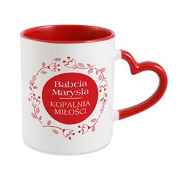 Kubek dla babci- uchwyt serce- Babcia Kopalnia miłości - zmień imię.