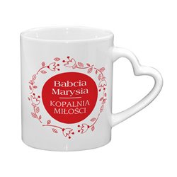 Kubek dla babci- uchwyt serce- Babcia Kopalnia miłości - zmień imię.