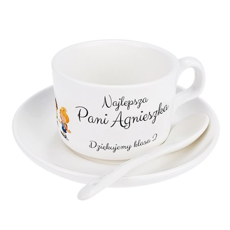 Filiżanka dla nauczyciela " Uczy, kocha, inspiruje Najlepsza Pani"- piękny prezent.