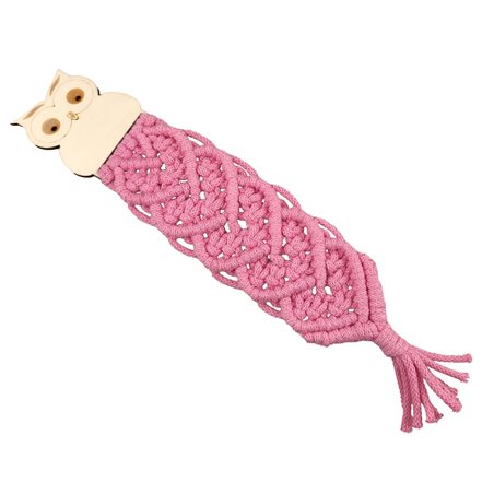 Zestaw: różowa pleciona podkładka pod kubek oraz różowa zakładka do książki- specjalnie dla nauczyciela - wzór 2.