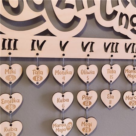 Urodziny mojej rodziny "Family & Friends" (wersja angielska)- kalendarz z grawerem.