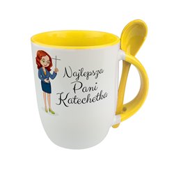 Kubek z łyżeczką dla nauczyciela "Najlepsza Pani Katechetka".