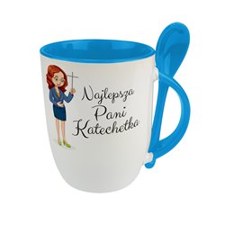 Kubek z łyżeczką dla nauczyciela "Najlepsza Pani Katechetka". 2