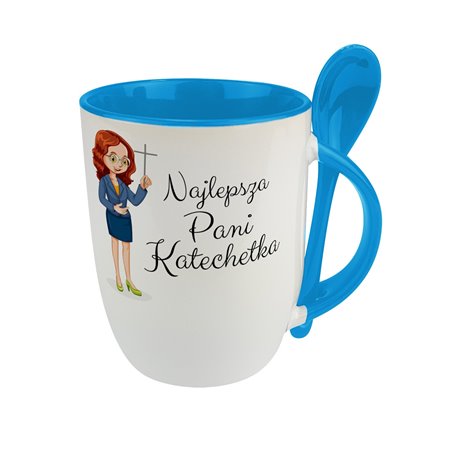 Kubek z łyżeczką dla nauczyciela "Najlepsza Pani Katechetka".