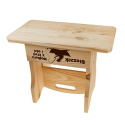 Dwufunkcyjny taboret, krzesełko, nosidło drewniane na piwa z grawerem. 2