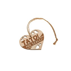 Brelok serce grawerowany - specjalnie dla taty od dziecka "Tato nie szalej!".