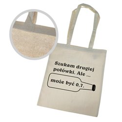 Torba ekologiczna bawełniana z długimi uszami z tekstem "Szukam drugiej połówki"