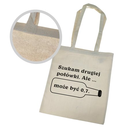 Torba ekologiczna bawełniana z długimi uszami z tekstem "Szukam drugiej połówki"