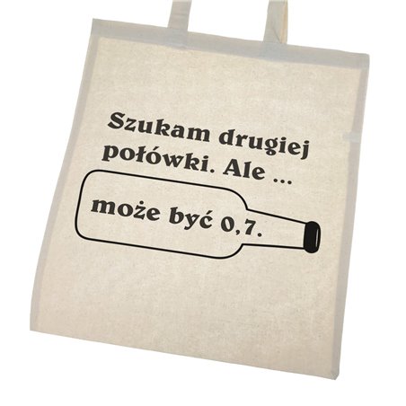 Torba ekologiczna bawełniana z długimi uszami z tekstem "Szukam drugiej połówki"