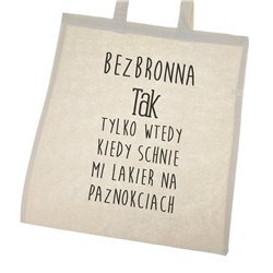 Torba ekologiczna bawełniana z długimi uszami z tekstem "Bezbronna"
