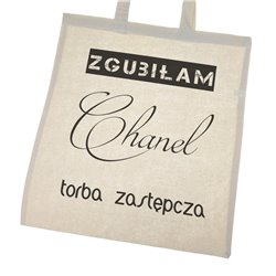 Torba ekologiczna bawełniana z długimi uszami z tekstem "Zgubiłam Chanel"