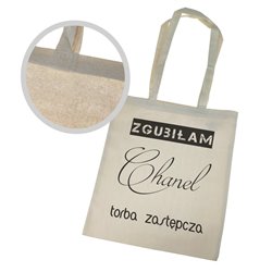 Torba ekologiczna bawełniana z długimi uszami z tekstem "Zgubiłam Chanel" 2