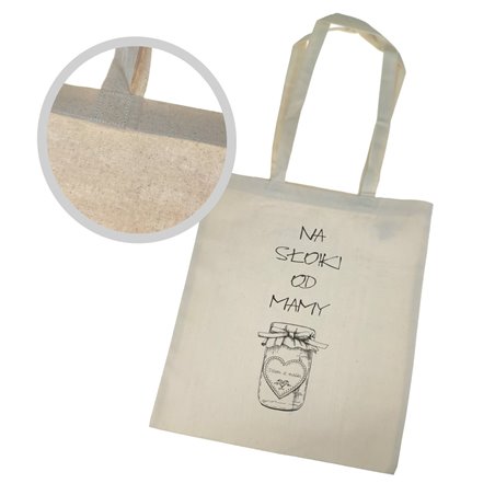 Torba ekologiczna bawełniana z długimi uszami z tekstem "Na słoiki od mamy"
