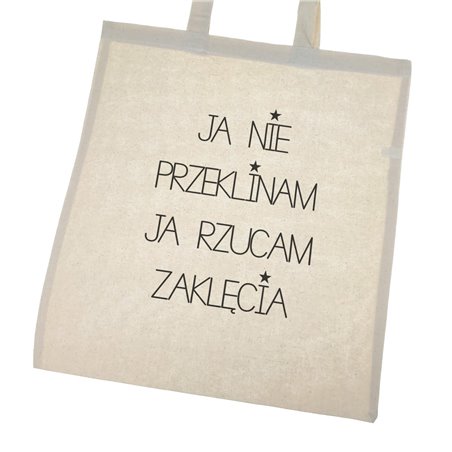 Torba ekologiczna bawełniana z długimi uszami z tekstem "Ja nie przeklinam"