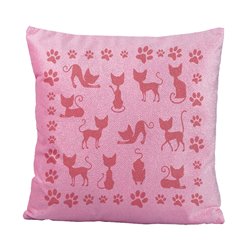 Brokatowa poduszka dla miłośnika kotów.