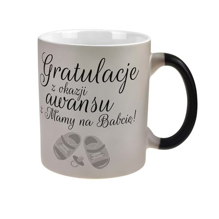Kubek magiczny "Gratulacje dla Przyszłej Babci''- niespodzianka - wzór 1.