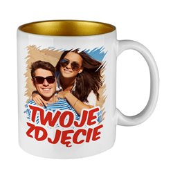 Kubek biały z perłowym środkiem z Twoim zdjęciem, grafiką lub tekstem.