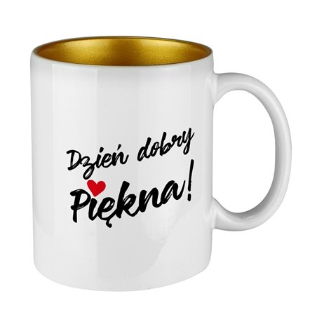 Kubek z perłowym środkiem specjalnie dla niej- Dzień dobry Piękna.