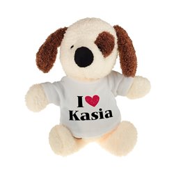 Piesek z grafiką "I love + imię"- 22cm. 2