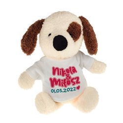 Piesek z imionami zakochanych oraz ważną datą- 22cm. 2