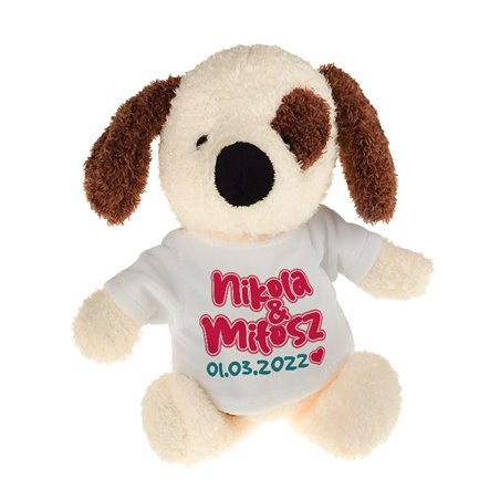 Piesek z imionami zakochanych oraz ważną datą- 22cm.