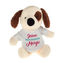 Piesek dla dziecka z grafiką "Przyjaciel"- 22cm.