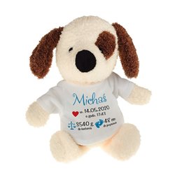 Piesek dla dziecka z metryczką- świetny prezent z okazji narodzin- 22cm. 2