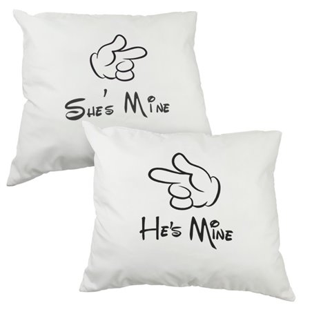 Zestaw poduszek dla pary "She's mine / He's mine" - 60 x 50cm- prezent z okazji ślubu.