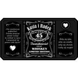 Personalizowana etykieta na alkohol w stylu Jack Daniel's z okazji rocznicy ślubu- prezent na rocznicę ślubu.