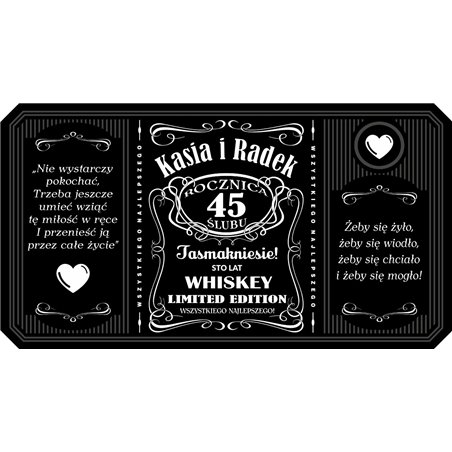 Personalizowana etykieta na alkohol w stylu Jack Daniel's z okazji rocznicy ślubu- prezent na rocznicę ślubu.